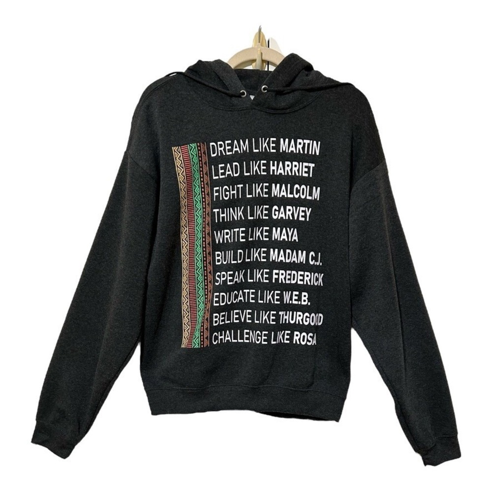 Black Paper Party Inspirational Black History Hoodie Large Gray Unisex 2025 NEW